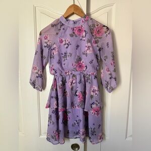 Ava and Yelly Floral Purple and Pink Kids Dress